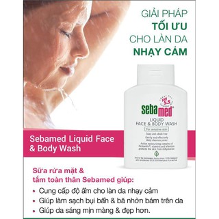Sữa Rửa Mặt Và Tắm Toàn Thân Dịu Nhẹ, Dưỡng Ẩm Cho Da Nhạy Cảm Sebamed pH5.5 Face & Body Wash