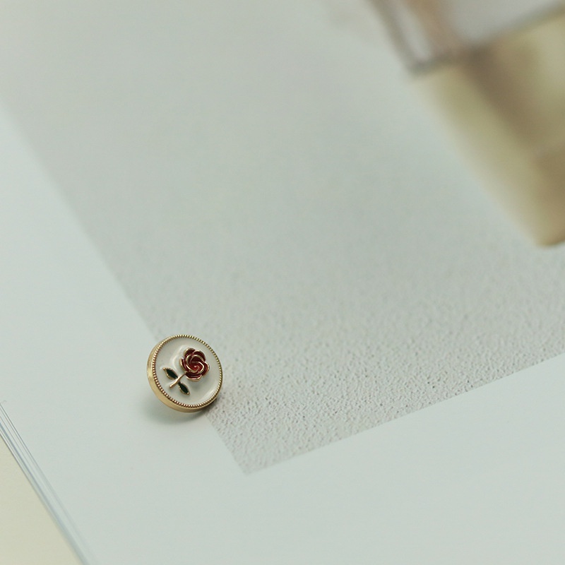 10 Nút Hợp Kim Hình Hoa Hồng Đỏ May Quần Áo