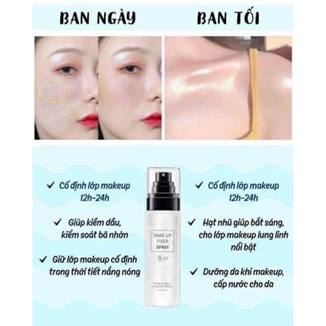 🌈🍓🍭 Xịt Khóa Lớp Trang Điểm, Xịt Nhũ Makeup Gecomo Ánh Nhũ Dưỡng Da, Cấp Ẩm, Làm Trắng - Y346 | BigBuy360 - bigbuy360.vn