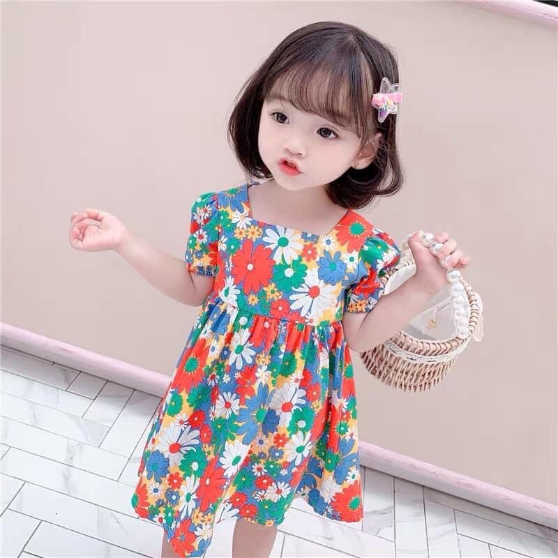 Váy Đầm Cho Bé Gái  [ QUỲNH BOUTIQUE ] Váy Babydoll Hoa Nhí Cho Mẹ Và Bé