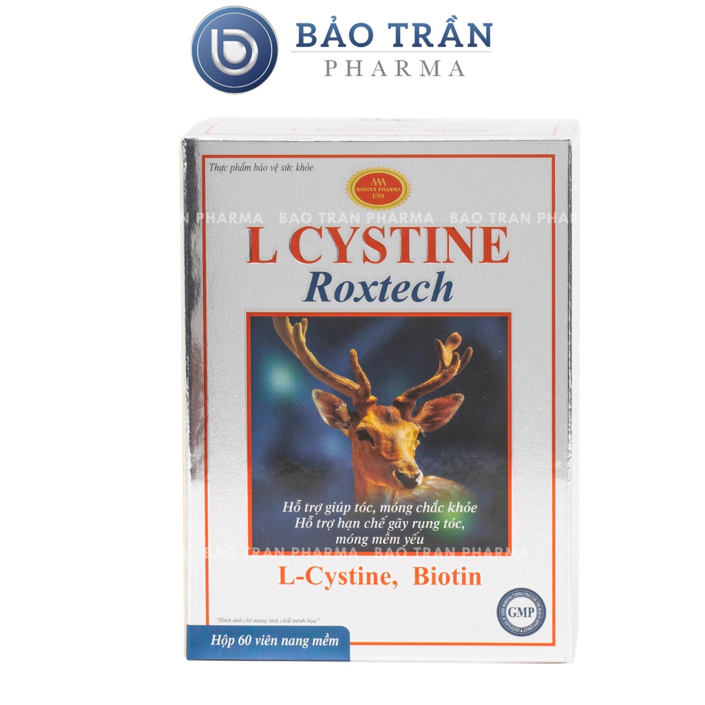 Viên uống L cystine Roxtech giảm rụng tóc, bổ sung L-cystine, biotin, vitamin E làm đẹp tóc, móng da