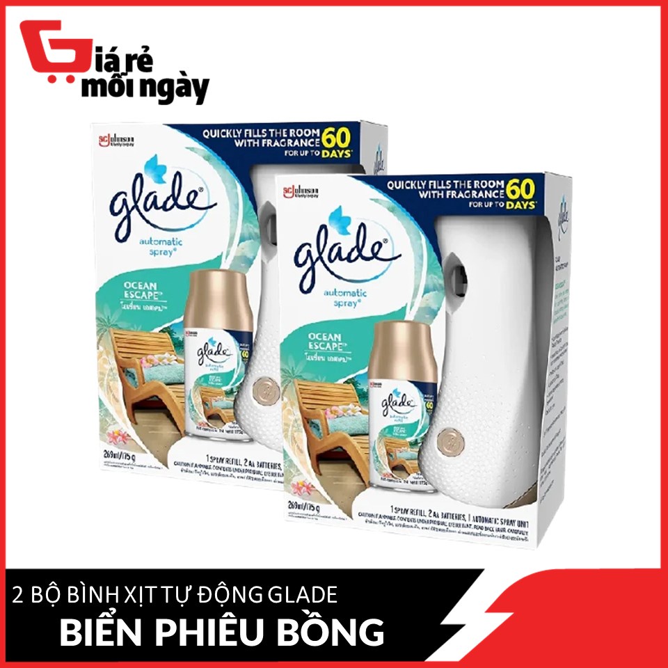 Combo 2 Bộ Bình Xịt Tự Động Glade Hương Biển Phiêu Bồng 3 in 1