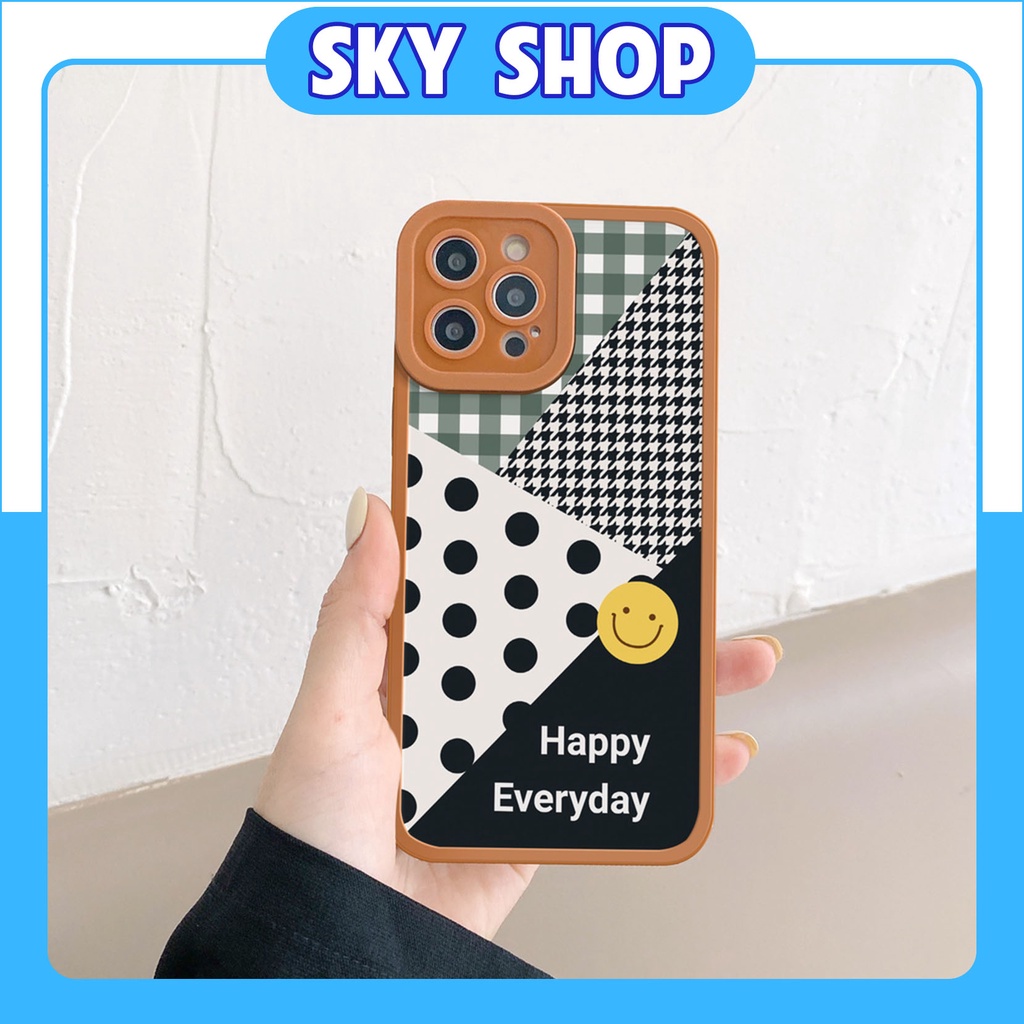 Ốp Lưng Iphone Cạnh Vuông Viền Nổi Camera Happy Everyday 6/6plus/6s/6splus/7/7plus/8/8plus/x/xs/11/12/13/pro/max/promax