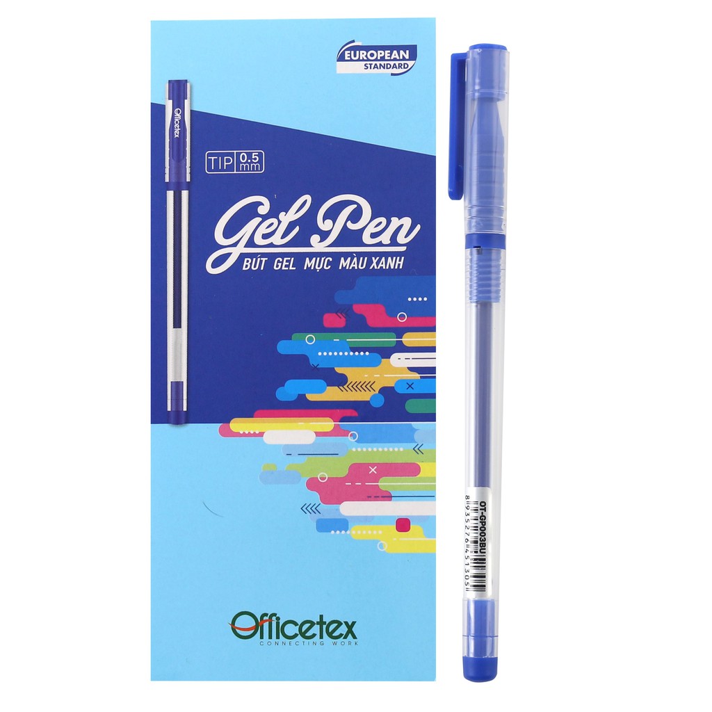 [Mã LIFEBOOK1 giảm 30K đơn 150K] Bút gel Officetex OT-GP003BU 0.5mm (Hộp 12 chiếc)