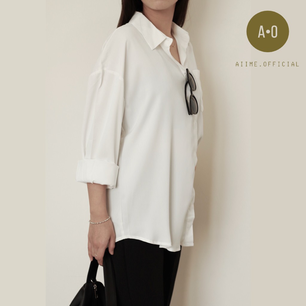 Áo sơ mi nữ dài tay form rộng chất lụa mềm mịn phong cách ulzzang vintage | BigBuy360 - bigbuy360.vn