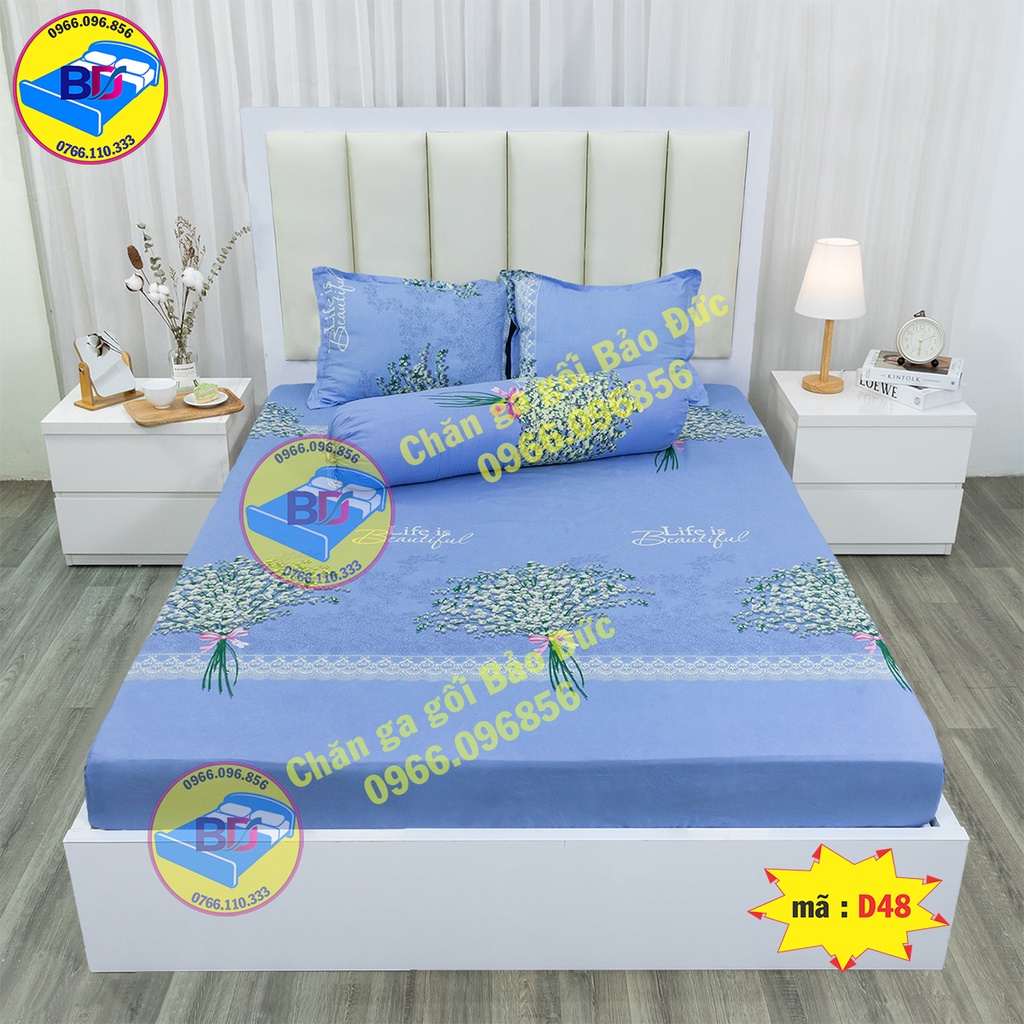 Bộ ga giường , ga bo chun bọc xung quanh chắc chắn ( gồm 4 món )