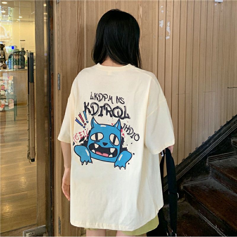 áo thun nữ form rộng unisex oversize mèo hoạt hình