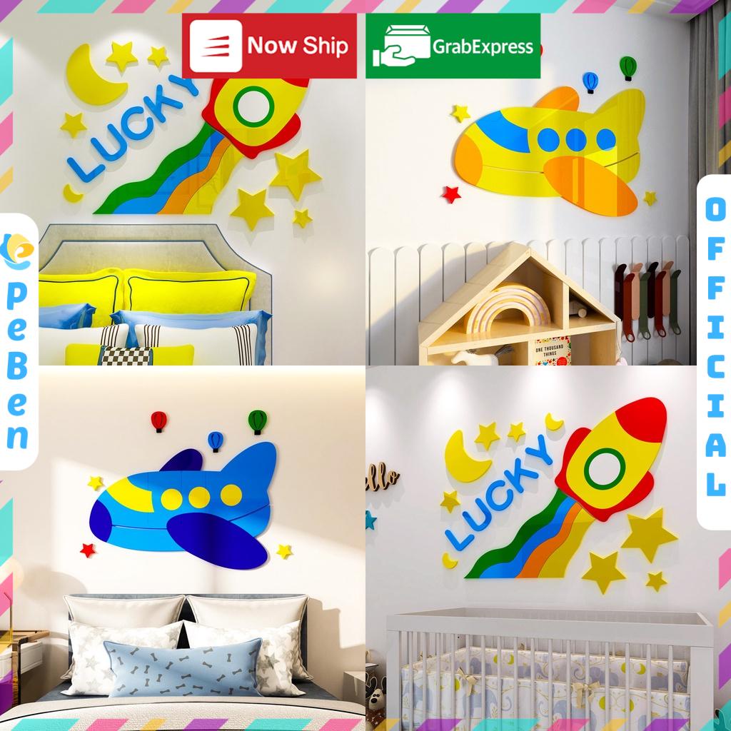 Tranh mica dán tường - Tên lửa, máy bay trang trí đầu giường phòng cho bé - Nhiều Size - EPeBen
