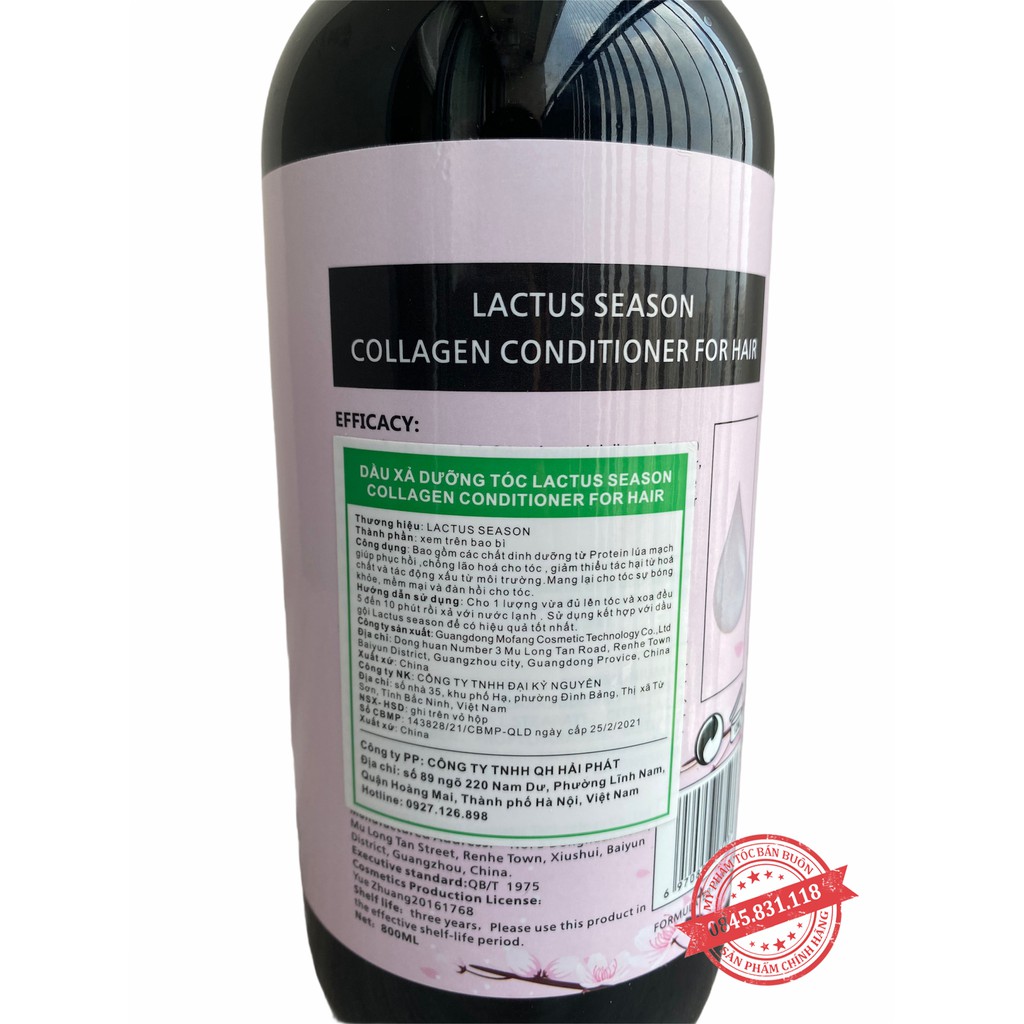 Cặp Dầu Gội Xả Collagen Lactus 800ML| Giảm Rụng Tóc, Ngăn Rụng Tóc,Phục Hồi Tóc Hư Tổn | Hàng Chính Hãng GX07