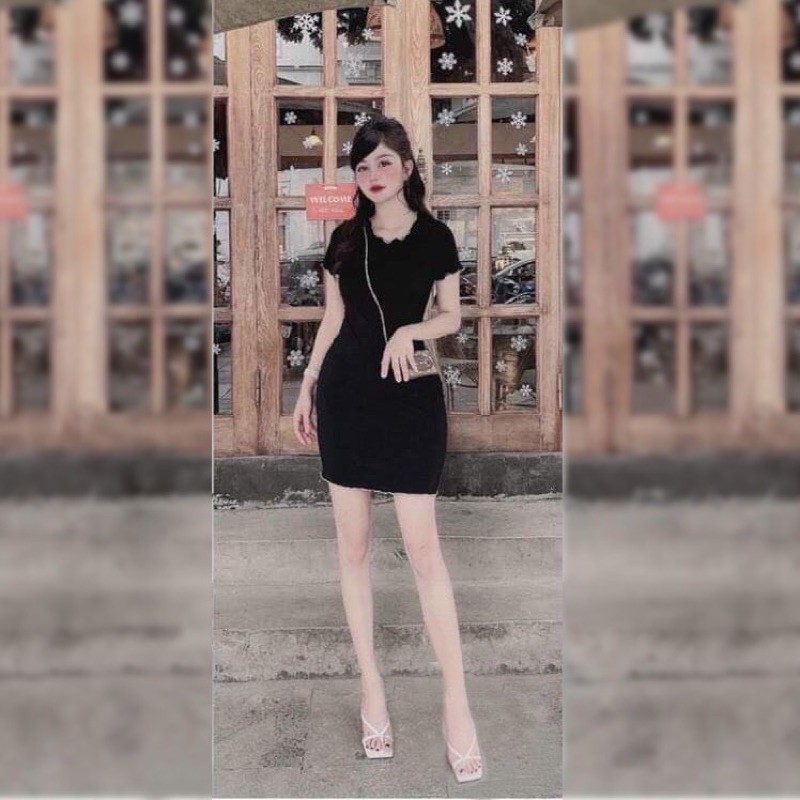 Váy body viền cổ cộc tay HS32