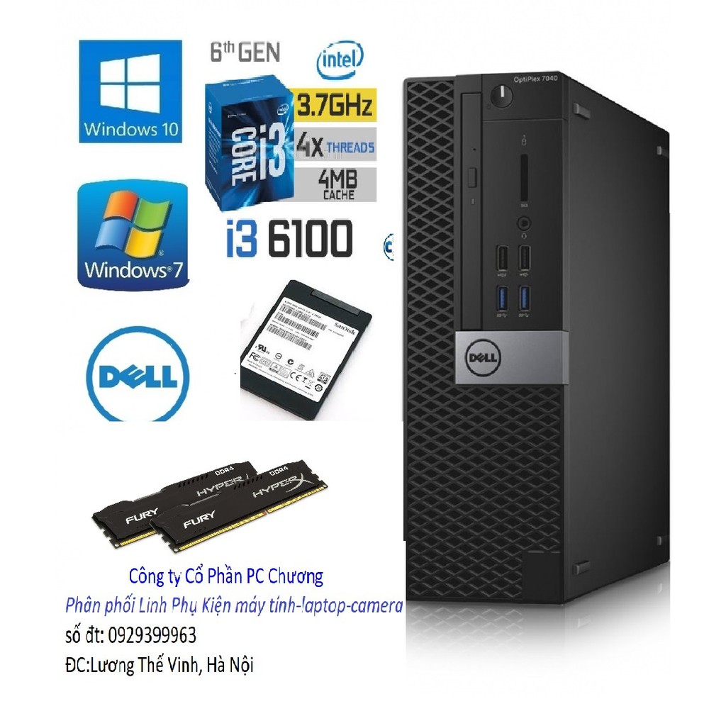 Máy tính Dell Optiplex 5040 SFF intel core i3 6100, ram 4g, ssd 120g