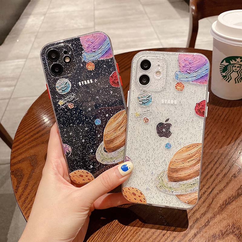 iPhone Case Casing Starry Planet Apple For iPhone7 8 11 12 Pro Max Plus X XS XR XSMAX Dust Shock Dirt Resistant TPU Silicon Soft Case Cover Skins AINUT