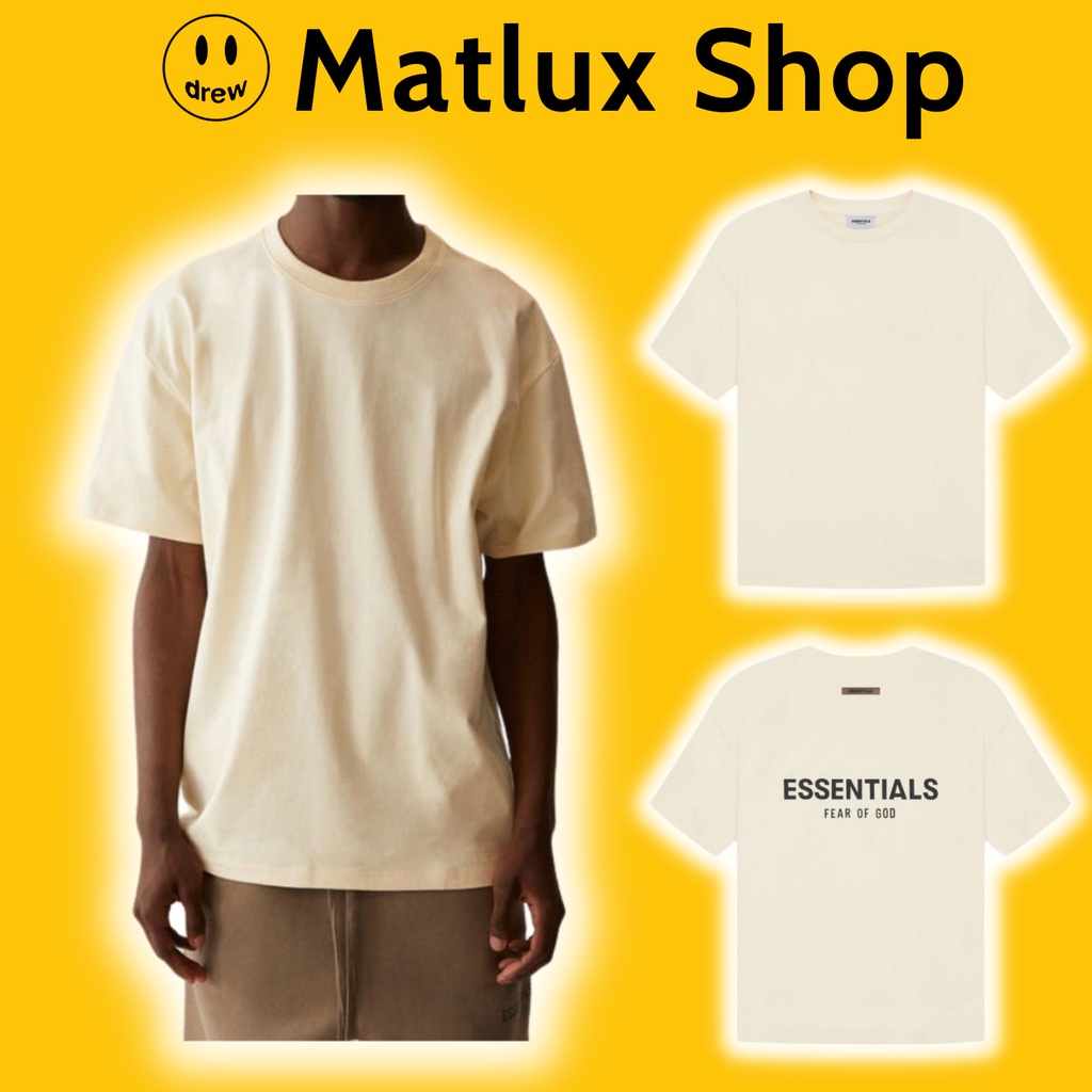 Áo thun FEAR OF GOD FOG ESSENTIALS SS21 Cream cao cấp, Áo tee FOG Essentials Matlux chất liệu cotton form rộng oversize