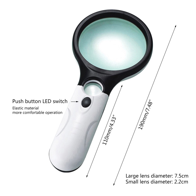 Kính Lúp Có Đèn LED Phóng To 3X 45X Chất Lượng Cao