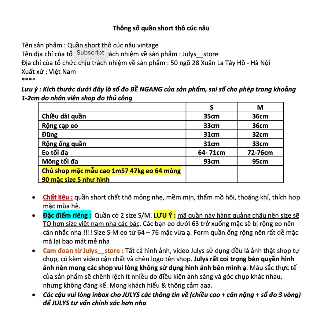 Quần short thô cúc nâu 6006 (ảnh thật shop chụp kèm video)