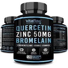 HỖ TRỢ NÂNG CAO HỆ MIỄN DỊCH = THỰC PHẨM CHỨC NĂNG Quercetin 500mg Supplement Zinc 500mg and Bromelain
