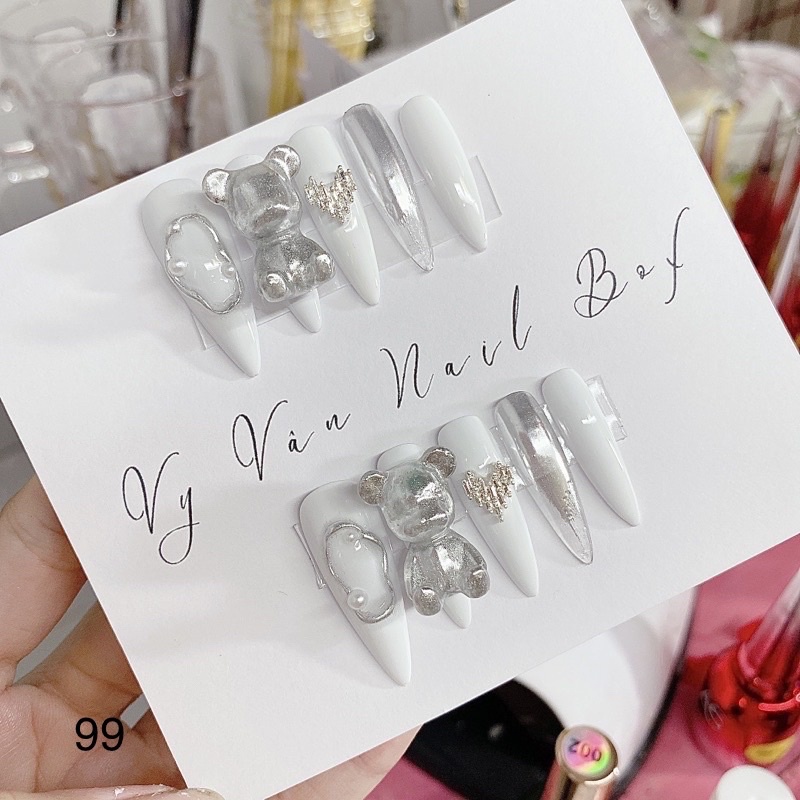 Charm tim -charm nơ kim loại trang trí móng