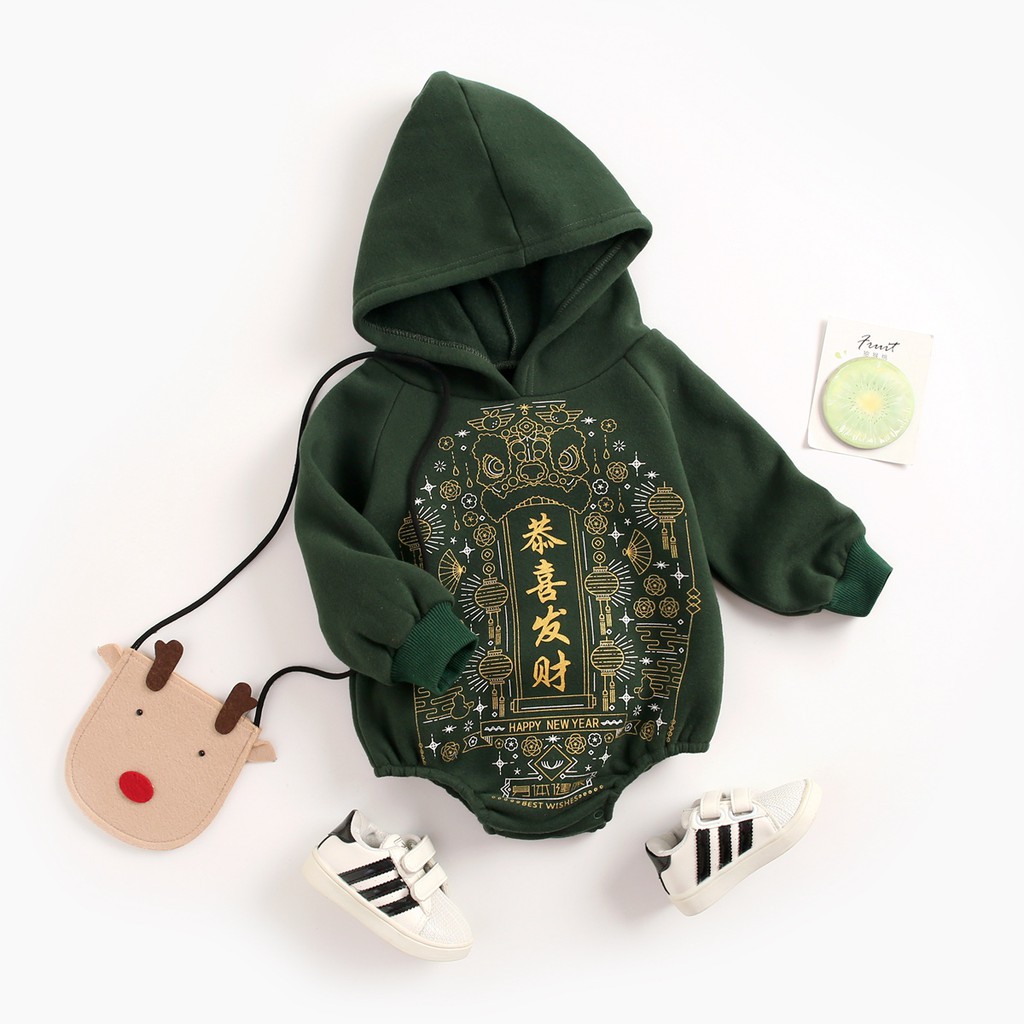 Bộ Đồ Liền Thân SANLUTOZ Dành Cho Bé Có Mũ Đội Đầu Màu Đỏ/Vàng/Xanh Lá