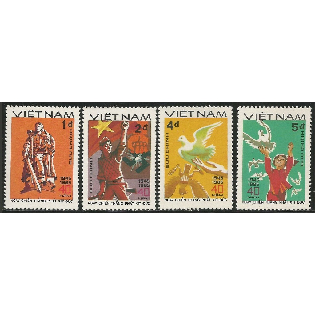 Tem sưu tập MS 465 Tem Việt Nam Kỷ niệm 40 năm chiến thắng Phát xít 1985 (4 tem )