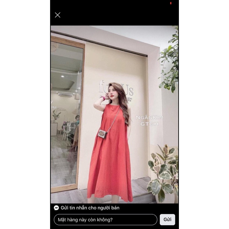 Váy suông đũi ulzzang sát nách dáng xoè rộng