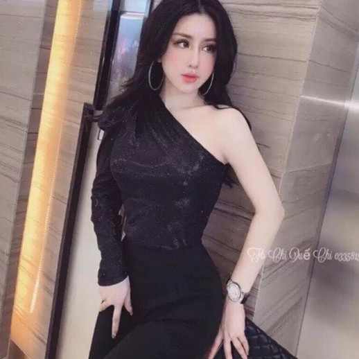 Áo kiểu nhũ 1 tay phồng bên xinh xinh cá tính sexy