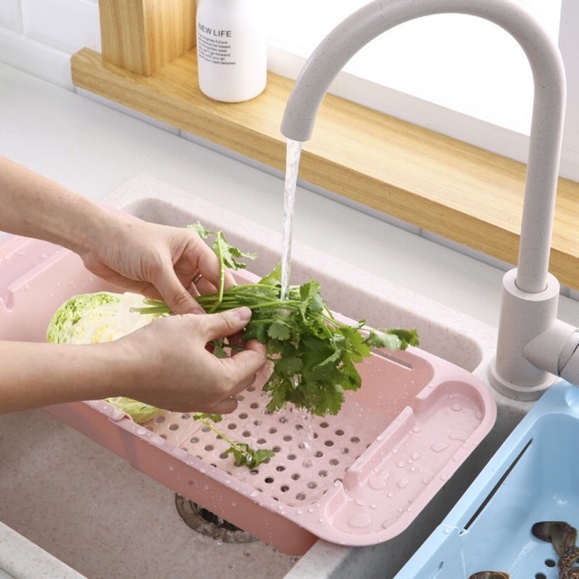 Khay, rổ gác bồn rửa chén bát Việt Nhật, thông minh gấp gọn, điều chỉnh kích thước gài tiện lợi. Chọn Màu-5613