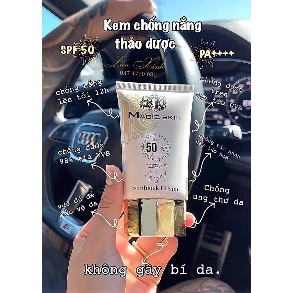 Kem chống nắng vật lý lai hoá học Magic Skin - Kem chống nắng quang phổ rộng