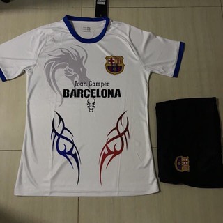 [ Thun thái ] Bộ quần áo bóng đá Barca Fantasy ( trắng in rồng )