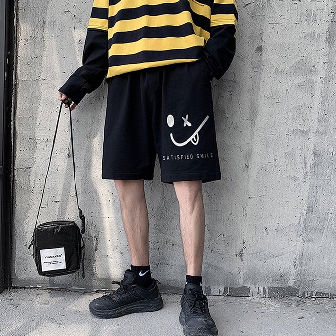 Quần short 5 tấc ống rộng mỏng thời trang thể thao hip hop mùa hè Hàn Quốc giản dị cho nam