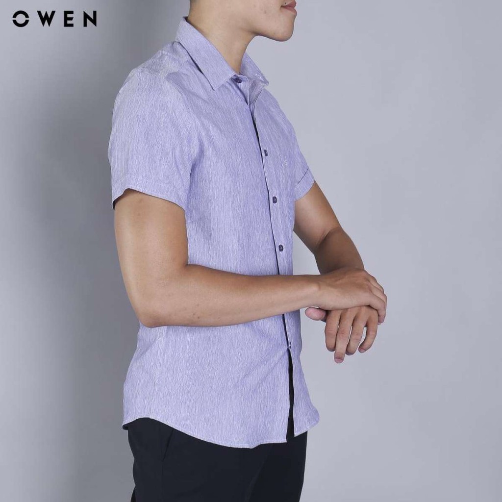 Áo Sơ Mi Nam Tay Ngắn Owen AS90538NT Nâu Cafe Kiểu Dáng Slim Fit