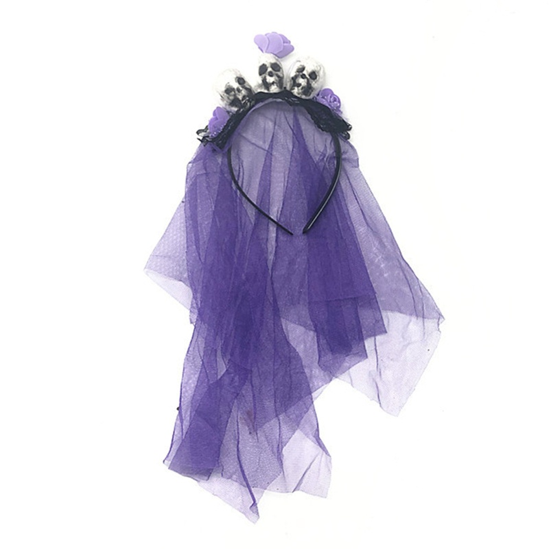 Băng Đô Hóa Trang Halloween Hình Mặt Nạ Đầu Lâu Và Hoa Nhân Tạo