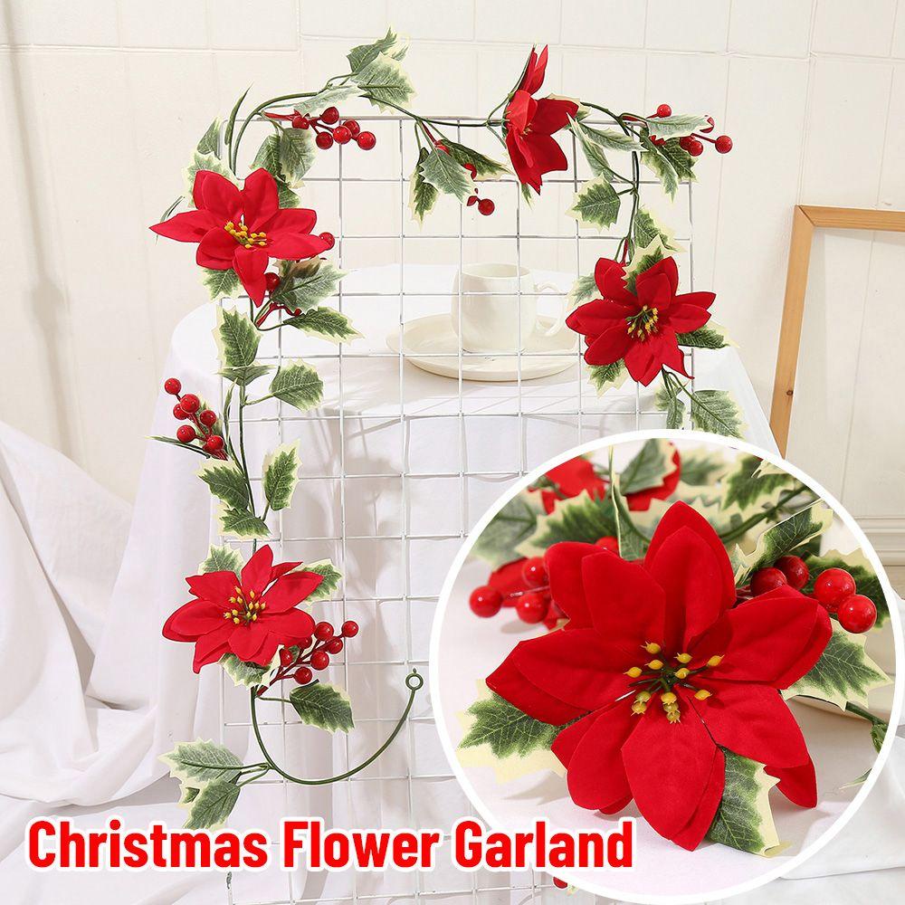 Vòng Hoa Nhân Tạo Màu Đỏ Dùng Trang Trí Cây Thông Giáng Sinh