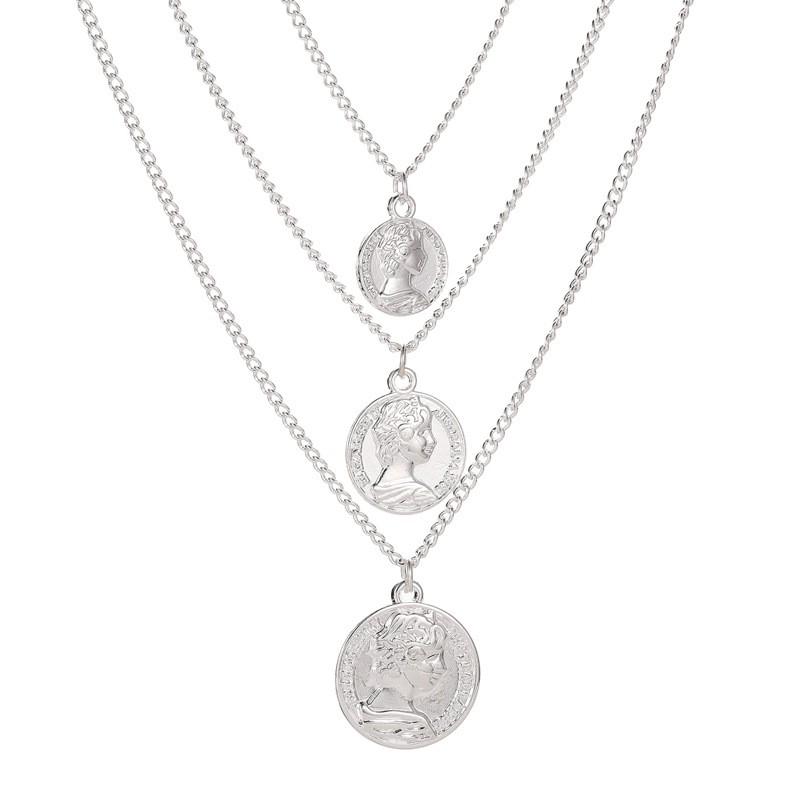 Dây Chuyền Ba Lớp Đính Đồng Xu Phong Cách Bohemian