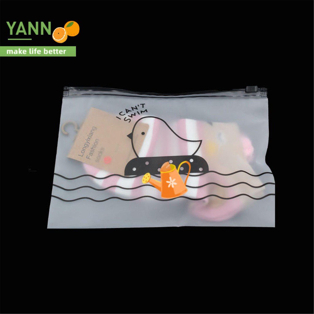 Túi Đựng Quần Áo Bằng Nhựa Chống Thấm Nước Có Khóa Kéo Họa Tiết Chú Gà/Chim Dễ Thương