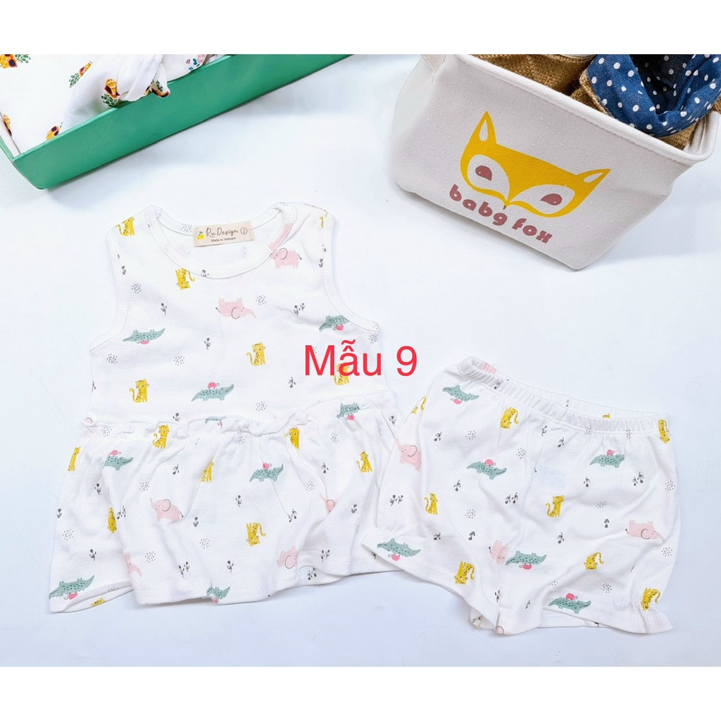 Bộ cotton thun sát nách phối babydoll siêu đáng yêu HM110