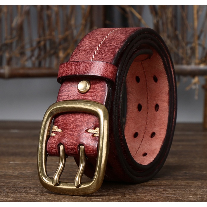 Thắt lưng da 2 kim Retro ( 4mm)_dã ngoại_du lịch