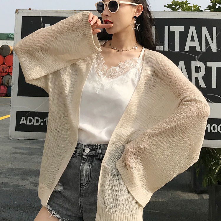 Áo khoác cadigan len mỏng nữ phong cách Ulzzang phù hợp đi chơi, dạo biển