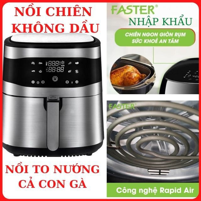 [ HÀNG CHÍNH HÃNG ] Nồi chiên không dầu FASTER-MGR7SM (7 lít) - 1800W -Điều Khiển Cảm Ứng -Hàng Nhập Khẩu -BH 24 Tháng