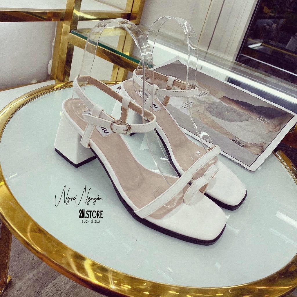 Sandal Xỏ Ngón Cách Điệu Gót Vuông 5 Phân (S6)
