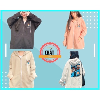 Áo khoác hoodie nỉ dây kéo form rộng hình con bướm Ulzzang (ẢNH THẬT) J03