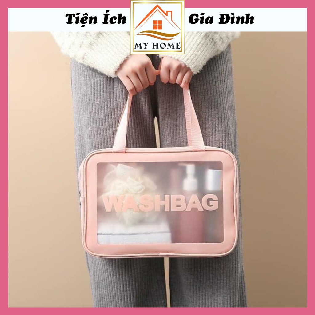 Túi đựng mỹ phẩm Washbag, túi Travel đựng đồ trang điểm trong suốt cao cấp 3 size