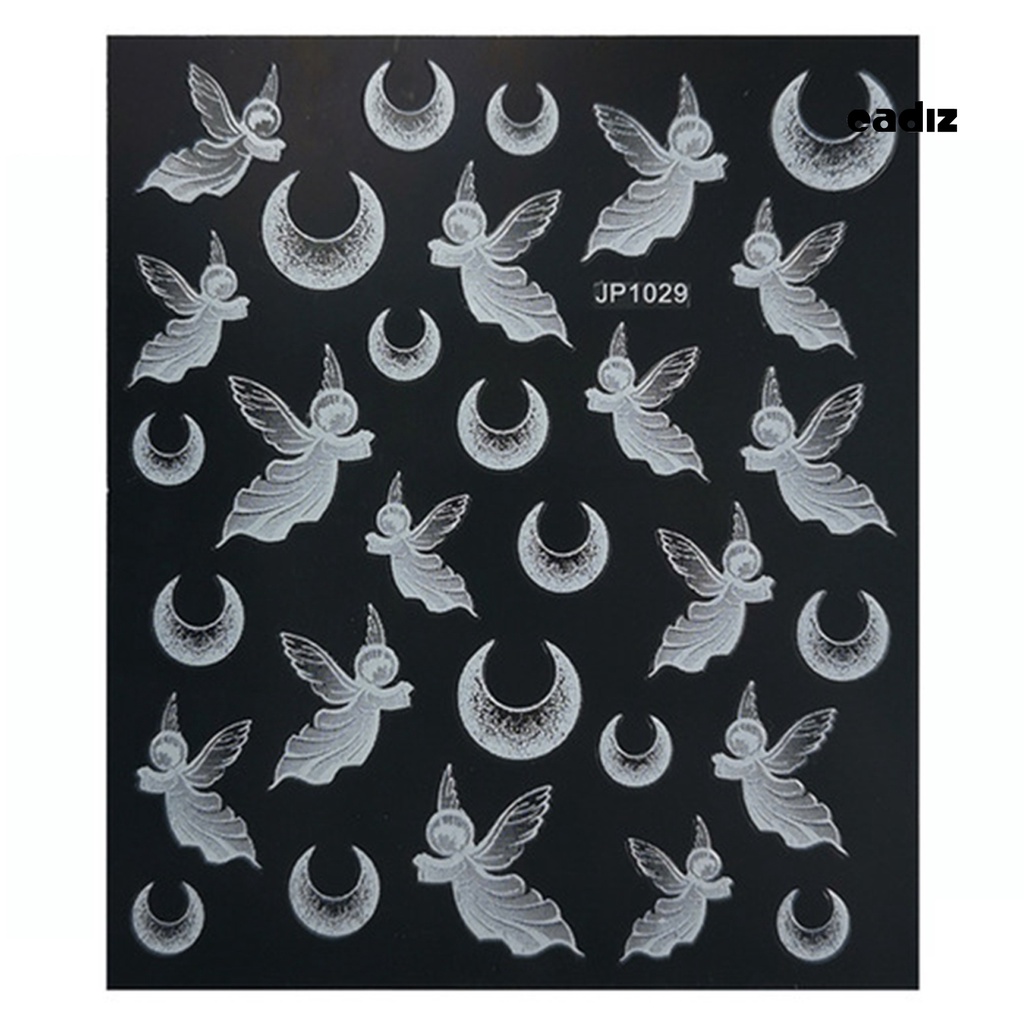 Miếng Dán Trang Trí Móng Tay Chuyển Đổi Màu Trắng Hình Bướm/ Mặt Trăng