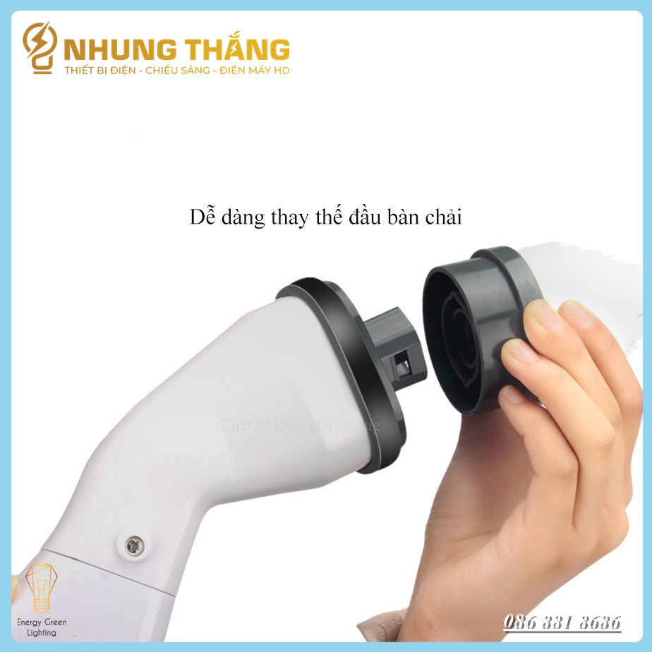 Máy Cọ Chà Sàn Vệ Sinh Tự Động, Bàn Chải Làm Sạch Vệ Sinh Nhà Tắm Không Dây Với 4 Đầu Thay Thế - Bảo Hành 12 Tháng