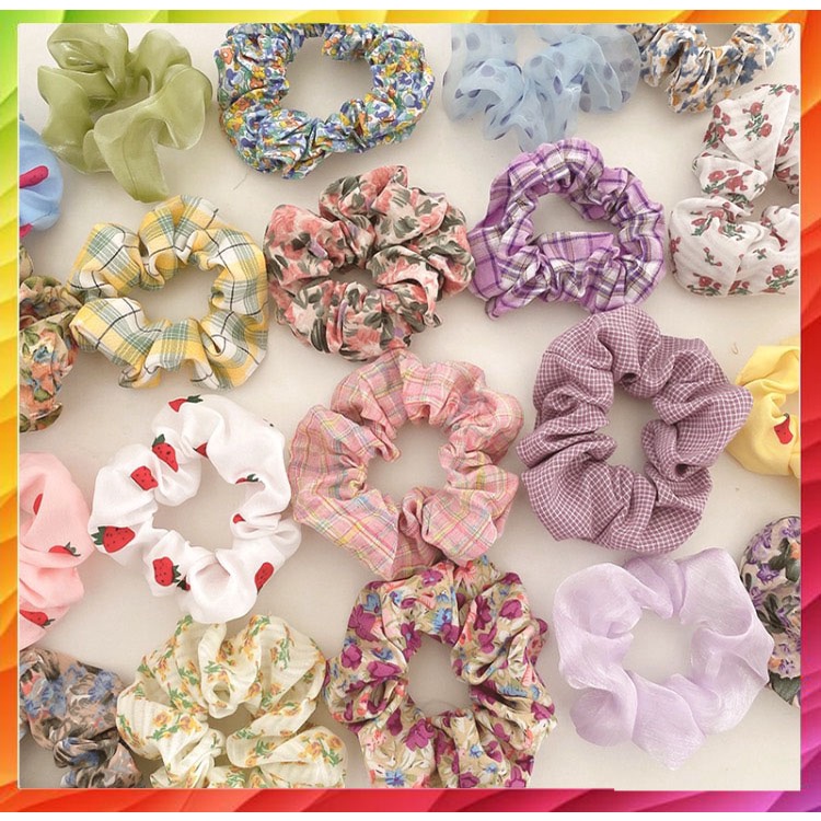 Dây buộc tóc vải scrunchies cute cho bé giao ngẫu nhiên