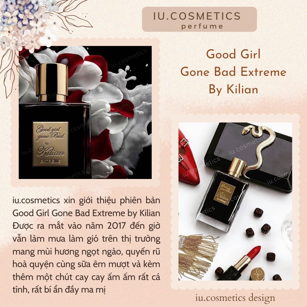 Nước hoa nữ Kilian Rắn Đen Good girl gone bad Extreme 50ml - Dầu thơm gỗ xạ hương đẳng cấp quyến rũ - iu.cosmetics