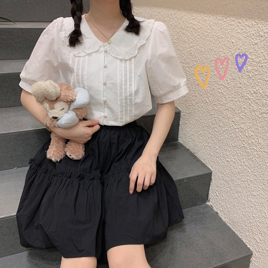 CHÂN VÁY XOÈ 2 TẦNG Chữ A Lưng Cao Đen Trắng Korea Style - VÁY NGẮN NỮ CHẤT ĐŨI Kèm Lót | BigBuy360 - bigbuy360.vn