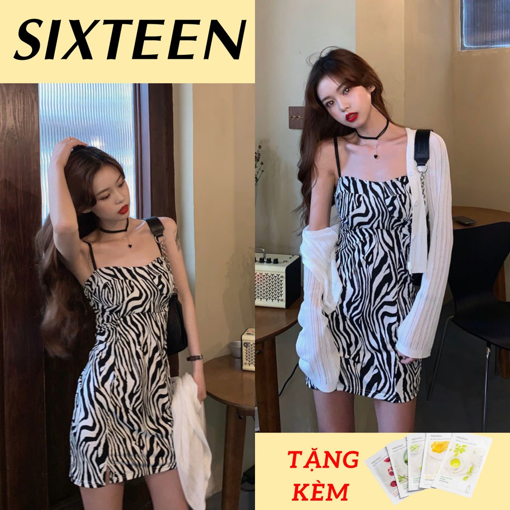 [Mã FAMAYWA2 giảm 10K đơn 50K] Đầm Nữ 2 Dây, Váy Nữ Ôm Body Hoạ Tiết Ngựa Vằn Sexy, Quyến Rũ SIXTEEN.