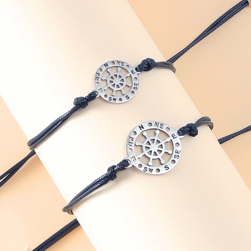 Flgo Vòng Tay Bện Bằng Thép Không Gỉ Hình Bánh Lái Xe Cho Gia Đình