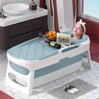 Bồn Tắm Gấp Gọn Cao Cấp Có Nắp, Bồn Tắm Nhựa Gia Đình Thiết Kế Chống Trượt An Toàn