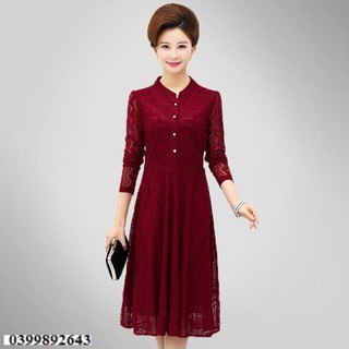 Đầm Ren Nữ Đẹp Dài Tay Cổ Đứng Trung Niên Quý Phái AL46 - Hàng Quảng Châu Cao Cấp(Ảnh thật cuối hình)